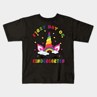 Cutesy Unicorn and Rainbow | First Day of Kindergarten Kids T-Shirt